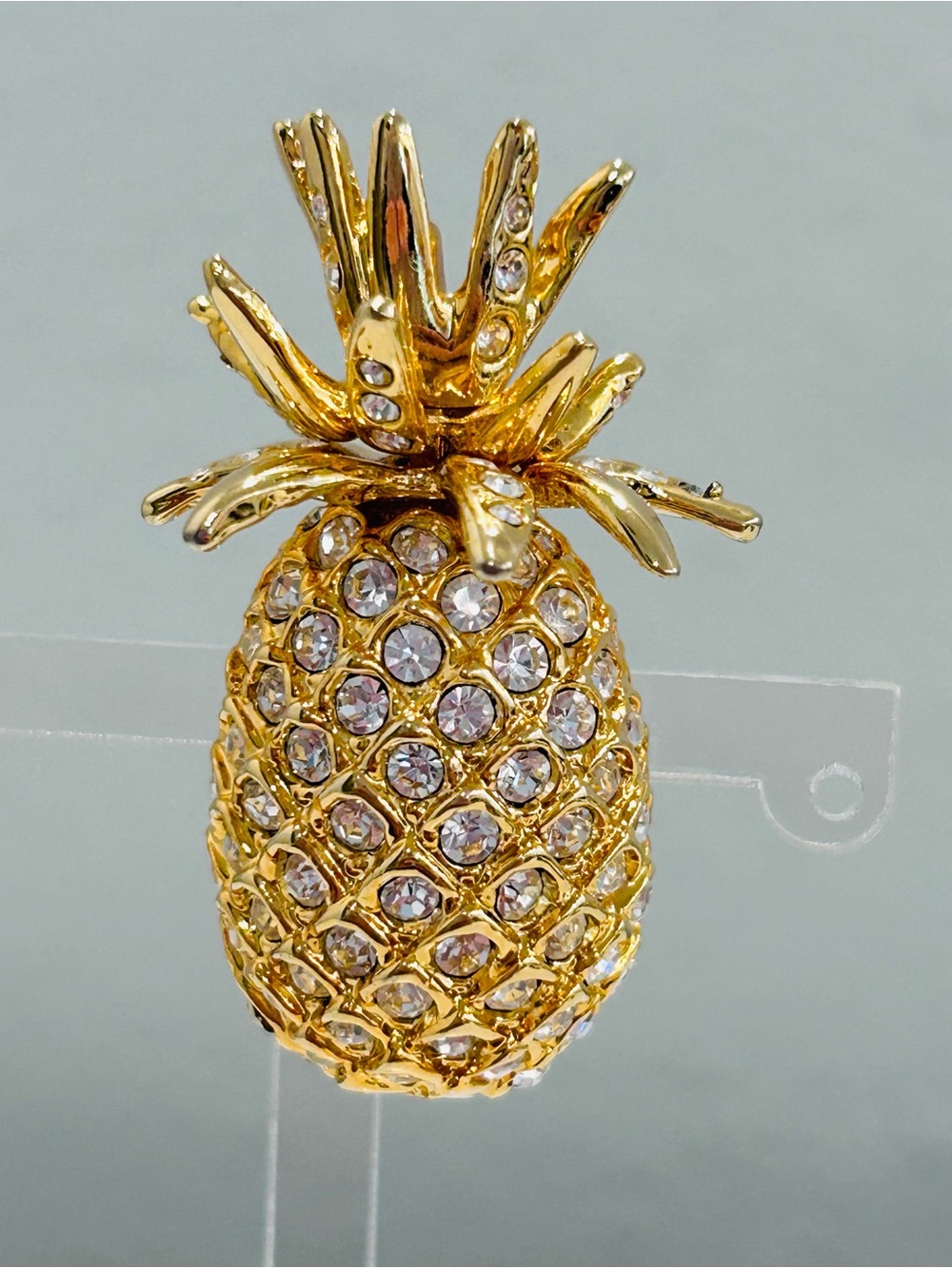 Vintage Pineapple Brooch Pin Goldtone Pave Rhinestones Hospitality Symbol